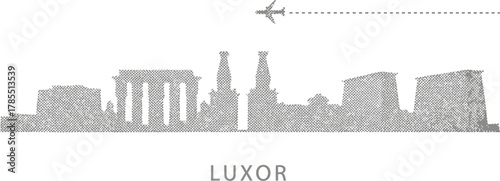 Luxor Skyline Silhouette with Airplane and Contrail