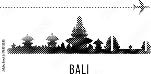 Bali Skyline with Airplane and Travel Concept