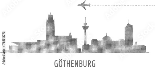 Gothenburg Skyline Airplane Travel Icon Gray Dots