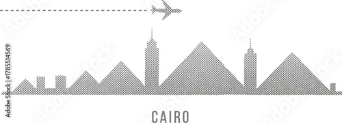 Cairo Skyline with Airplane and Pyramids Icon