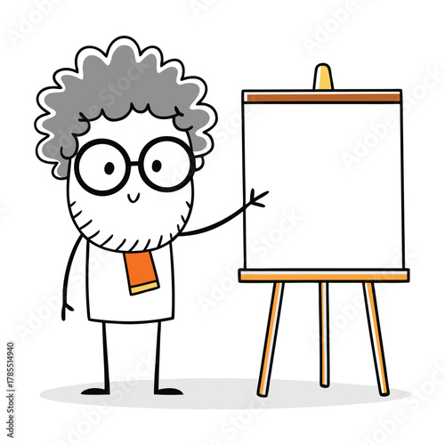 Cartoon Presenter with Easel
