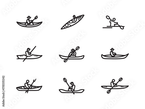 Kayak Line Art Exploring Calm Water Adventures