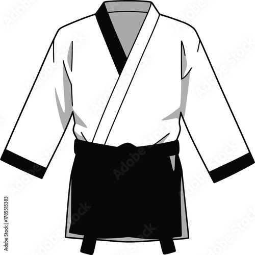 Martial arts gi black belt vector icon for training & sport design