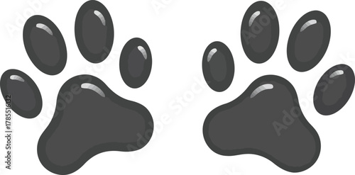 Glossy black paw prints vector design pet animal icon