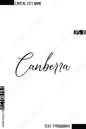 Canberra  -Capital City Name Stylish Cursive Typography Text Design Vector Illustration
