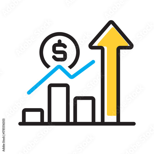 Vector multi color icon for Upward graph        