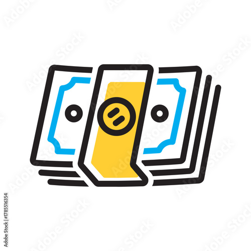 Vector multi color icon for Banknotes         