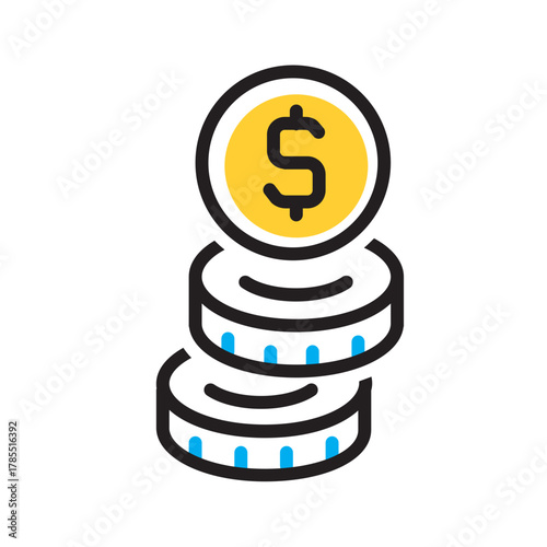 Vector multi color icon for  Coins       