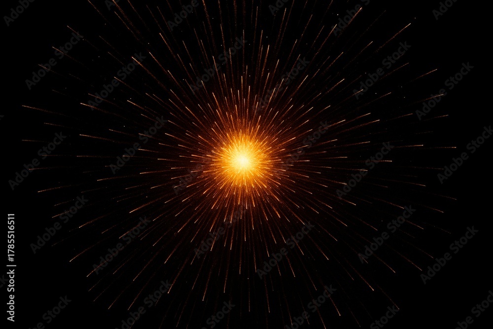 Obraz premium Radiant Burst: A mesmerizing visual of radiant orange light exploding outwards from a central point, evoking a sense of cosmic energy and vibrant motion.
