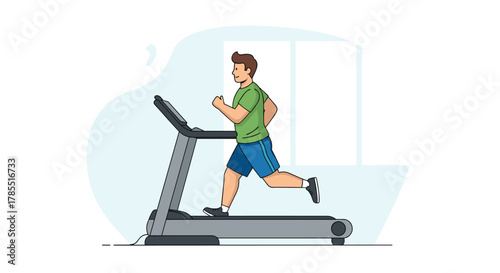 Dynamic runner on treadmill achieving fitness goals and health gains in a modern, minimalist setting for motivation and wellness campaigns