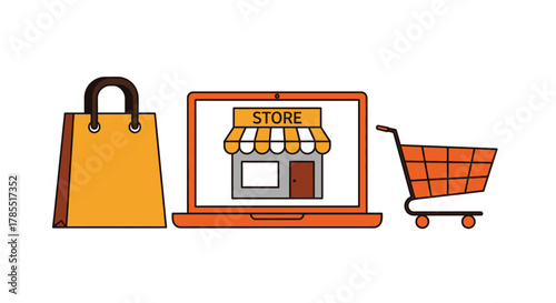 Shop online with ease and speed using your laptop and shopping cart