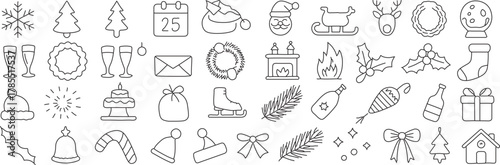 Holiday cheer with this charming vector line art collection perfect for cards, decorations, and festive designs, adding a touch of seasonal magic to your projects