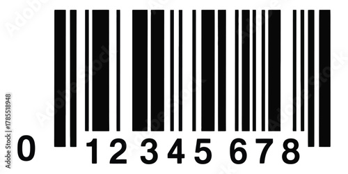 EAN-13 barcode vector set, supermarket scan code label illustration with horizontal black bars and numbers, isolated for retail, product packaging, inventory, and commercial use design.