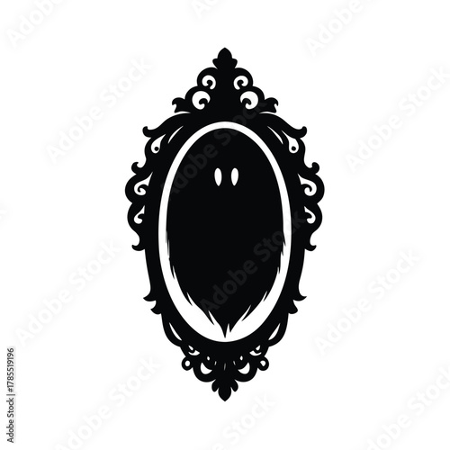 Gothic Mirror Reflecting Ghostly Face