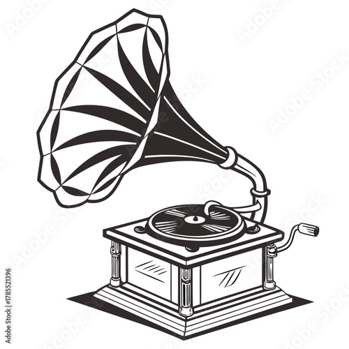 old gramophone isolated on white