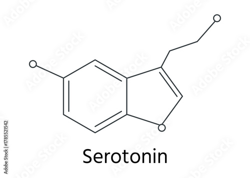セロトニンの化学構造式のイラストセット　ハニカム構造