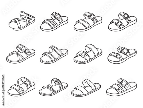 Leather Sandals Line Art Minimalist Casual Wear