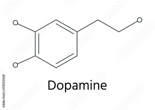 ドーパミンの化学構造式のイラストセット　ハニカム構造