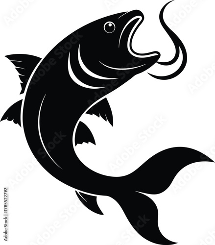 Fish Jumping for Bait Silhouette