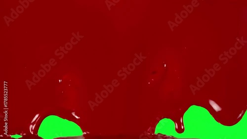 Horror and Suspense Overlays with red blood dripping down along the screen transition on green background distortion, overlay, glitch, static noise, scan lines black background, 4k animated video loop