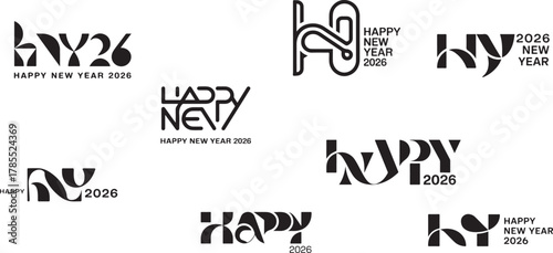 Happy New Year twenty six typographic designs typography