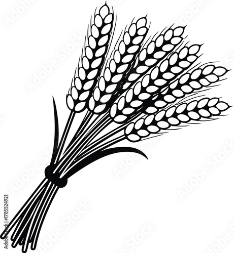 Minimalist outline drawing of a tied wheat sheaf, harvest icon