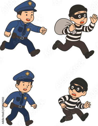 police and robber character clipart