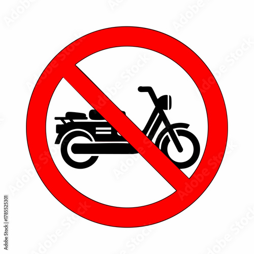 Prohibited motorbike in a sign of no moped, indicating transportation ban. Moped ban indicates a sign of caution or prohibition. This no moped regulation is ideal for any commercial,