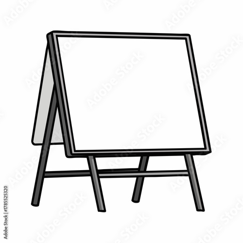 Blank sandwich board stands ready to display advertising, announcements, or creative messages. Blank sandwich board, versatile for promotions, showcases simplicity with its white canvas.
