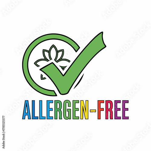 Allergen-free certified badge displayed on white background. Allergen-free symbol assures product safety and quality for consumers with allergies and sensitivities.