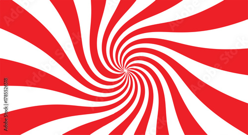 Vibrant red and white swirling spiral pattern background with a hypnotic effect