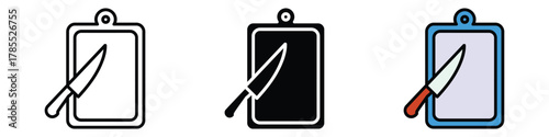 Cutting board with knife icon vector. food preparation, cooking lessons, restaurant menu design, recipe symbol. vector illustration.