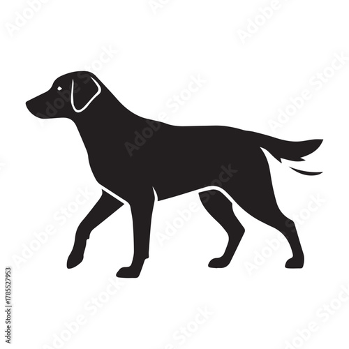 Black silhouette of a walking Labrador Retriever dog
