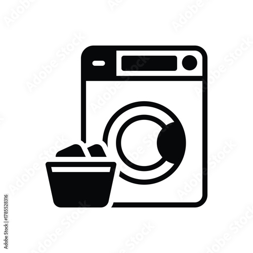 Black solid icon for laundry facilities