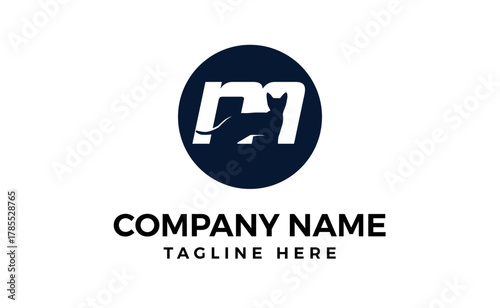 Simple m Cat logo vector illustration Cat logo design concept template