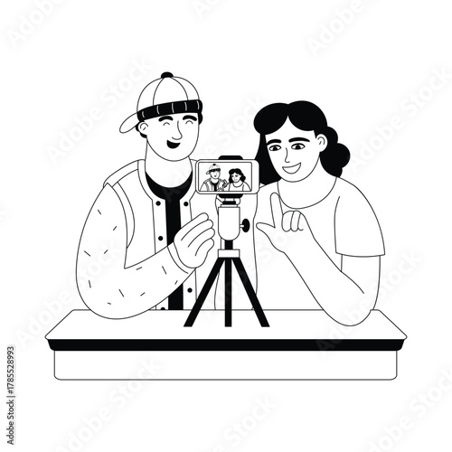 Checking and selecting best captured moments for publication Outline Illustration

