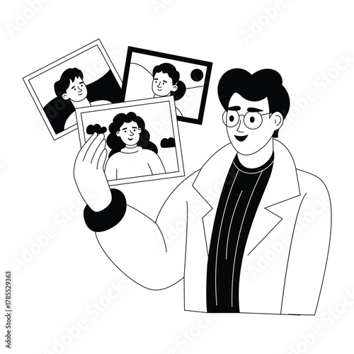 Uploading and distributing pictures across social networks Outline Illustration
