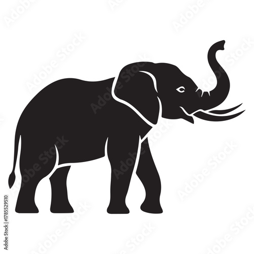 Elephant silhouette with trunk raised animal wild animal