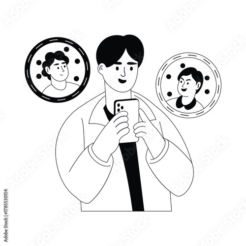 Exchanging instant text communication between users Outline Illustration
