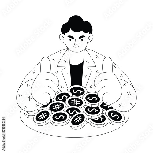 Generating income through blockchain-based investments Outline Illustration
