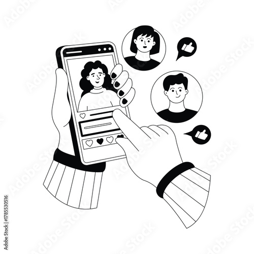 Responding quickly to online messages and comments Outline Illustration
