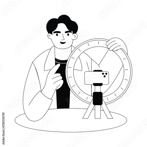 Streaming or saving real-time visual content Outline Illustration
