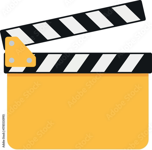 Yellow movie clapboard icon film production symbol
