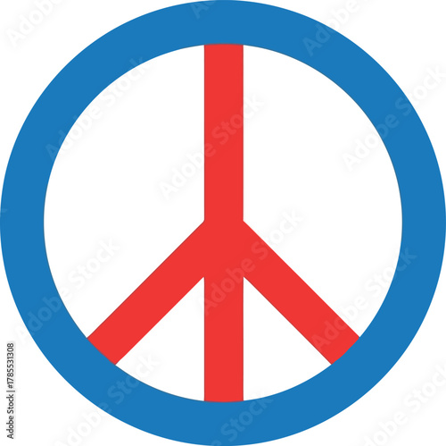 Modern peace symbol icon blue red