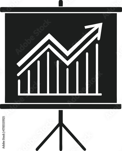 Black silhouette revenue chart graph on tripod stand