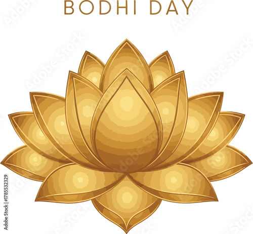 Golden lotus flower graphic for Bodhi Day celebration