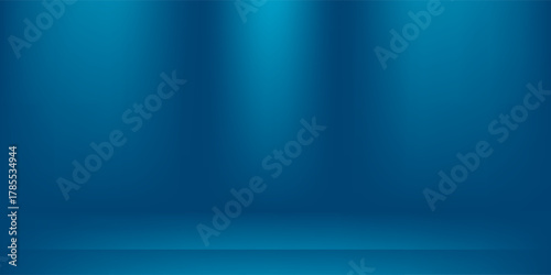 Dark blue studio space. Dark Limbo background. Abstract 3D background for product presentation. Minimalist wall view.