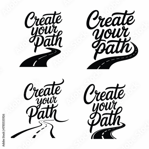 Create Your Path Text With Winding Road Graphics In Four Styles typography slogan