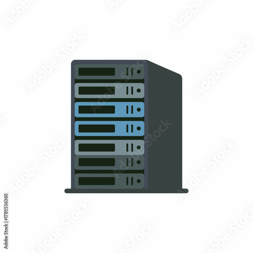 Flat Illustration of a Hosting Server Rack
