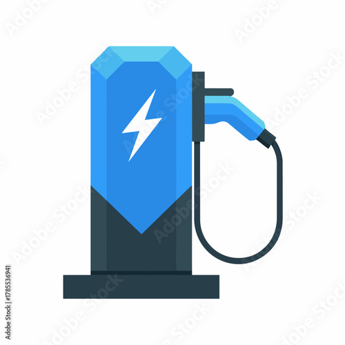 Contemporary Flat Illustration of a Vehicle Power Station